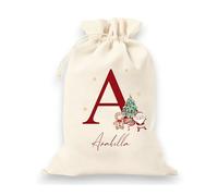 allaboutthebump Personalised Red Initial Canvas Santa Sack | Optional Stocking | First Christmas Sibling (Canvas Sack: Large) (Canvas Sack: X-Large)