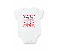 allaboutthebump Sorry Boys Daddy Is My Valentine Pink Hearts Baby Vest Bodysuit (6-12 Months)