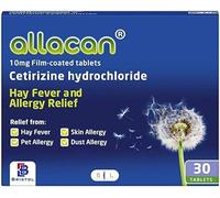 Allacan UK Cetirizine Hayfever Allergy Tablets -30 Tablets x 5 Packs