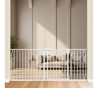 ALLAIBB Extra Wide Pressure Mount Baby Gate Auto Close White Metal Child Dog Pet Safety Gates with Walk Through for Stairs,Doorways,Kitchen and Living Room 57.5-81.1 (71.65-76.38"/182-194cm)
