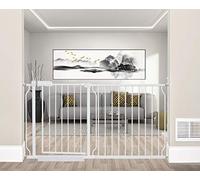 ALLAIBB Extra Wide Pressure Mount Baby Gate Auto Close White Metal Child Dog Pet Safety Gates with Walk Through for Stairs,Doorways,Kitchen and Living Room 57.5-81.1 (57.48-62.20"/146-158cm)