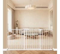 ALLAIBB Extra Wide Pressure Mount Baby Gate Auto Close White Metal Child Dog Pet Safety Gates with Walk Through for Stairs,Doorways,Kitchen and Living Room 57.5-81.1 (62.20-66.93"/158-170cm)