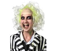 ALLAURA Betelgeuse Green Wig with Bald Cap Clown Short Curly Afro Green Ombre Wavy Party Cosplay Costume Wigs Halloween Men Women ó Compatible with Beetle Juice