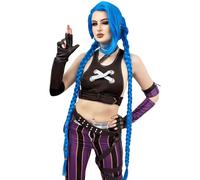 ALLAURA Blue Braided Cosplay Wig for Women Anime Jinx Cosplay Costume Wig Halloween Costume Anime Party Heat Resistant Wig