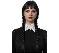 ALLAURA Braided Black Wig Costume Wed. Black Braided Pigtail Wig with Bangs Braids Costume Wig Halloween Costume | Compatible with Wednesday Wig