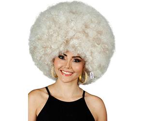 ALLAURA Compatible with 70s Disco Costume - Deluxe Blonde Afro Wig for Women & Men - Huge Curly Wig for 1970s Outfits, Funky Party Looks, Retro Theme Events, Halloween, Dance Floor Accessories