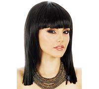 ALLAURA Compatible with Black Cleopatra Wig for Women - Long Straight Bob Wig with Bangs - Egyptian Queen Costume Wig for Adults, Halloween, Ancient History Cosplay, Goddess Outfit, Party Accessory