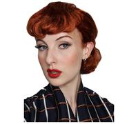 ALLAURA Compatible with Lucille Ball Wig - Auburn Red 1950s Housewife Style Wig for Women - Natural-Looking Synthetic Hairpiece for Retro TV Star Cosplay, Vintage Costumes, Halloween, Themed Parties