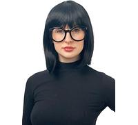 ALLAURA Incredible Edna Mode Wig and Glasses - Black Flapper Bob Wig with Bangs 20s Wig Costume 1920s Flapper Wigs for Women - Girl Wig Halloween Cosplay Costume Wig for Women