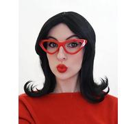 ALLAURA Linda Belcher Wig & Red Glasses ó 100% Realistic Black Bob Wig for Women | Compatible with Bobís Burgers Cosplay