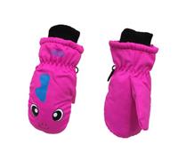 Allayu 1 Pair Kids Mittens Winter Waterproof Unisex Gloves Durable Accessories Skiing Cartoons Printed for Cold Weather, Rosered, L