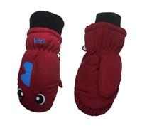 Allayu 1 Pair Kids Mittens Winter Waterproof Unisex Gloves Durable Accessories Skiing Cartoons Printed for Cold Weather, red, M