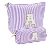 Allayu 2pack/lot Cotton Polyester Makeup Organizer Bag With Unique Pin Letter Makeup Organizer Storage Cosmetic Organizer, blue, A