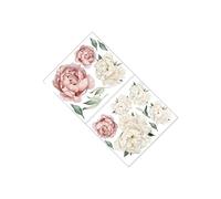 Allayu 2pieces DIY Peony Wall Stickers Kit Own Wall Art with Ease Floral Decals Self Adhesive Peel and Stick Playroom, Dark Pink, 30x40cm