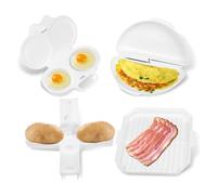 Allayu 4pcs Quick Breakfast - Egg Microwave Bacon Tray, Baked Potato Pot, Easy Use Non - Stick Egg Cookware, Breakfast