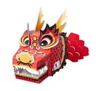 Allayu Brain Development with 3D DIY Dragon Head Making Pack Amazing Indoor Craft Kits for Kids Paper Animal Festival Holiday Dragon Boat Chinese Family Activity Indoor Craft
