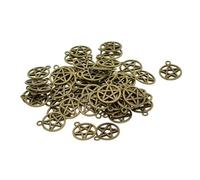 Allayu Bundle of 50 Beautiful Tibetan Bronze Alloy Round Star Pentacle Jewelry DIY Making Charms Pieces Gears
