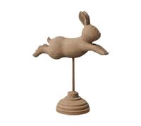Allayu Bunny Ornament Figure Tabletop Decoration Exquisite Wooden Rabbit Figurine Elegant To Living Room Decorative Home Office Table Art Rabbit Figurine, Brown, 21.3x17cm