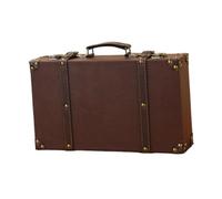 Allayu Classic Retro Style Vintage Trunk Luggage Jewelry Box Combining Functionality With Aesthetic Appeal For Home Décor Small Storage Carry On Overnight, Brown, S 34x8x20.5cm