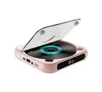 Allayu Compact Home CD Player With LED Screen Easy Controls And Capacity Choice For Music Enthusiasts Providing 7 Hours Of On Full. Compact Size And Lightweight Easy To Carry, Pink, 135x135x25mm