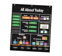 Allayu Comprehensive Calendar Chart Organizer Supplies Pocket Chart Educational Fun Learning Weather Circle Time ABC Letters Organizer Teaching Tool Supplies Hanging