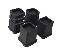 Allayu Crafted PP And Rubber Furniture Risers Heavy Duty Construction Elevate Furniture Stability Without Risk Floor Protector Risers Lifter, Black, 4 inch