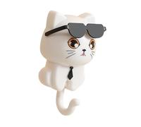 Allayu Creative Coat Hook with Retractable Cat Key Holder On Wall Mount Hangers and Decorative Sturdy and Long Time. Creative Coat Hook Cute Cat Key Holder Adhesive, White, 4.5x8.5cm