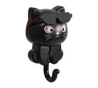 Allayu Creative Coat Hook with Retractable Cat Key Holder On Wall Mount Hangers and Decorative Sturdy and Long Time. Creative Coat Hook Cute Cat Key Holder Adhesive, Black, 4.5x8.5cm