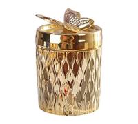 Allayu Dustproof Cosmetics Organization Ceramic Makeup Tool Storage Box Storage Jar Multifunctional Container With Lid For Home Jar Makeup Tool Holder Decorative, butterfly decor, 7.5x14cm