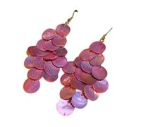 Allayu Earrings, Handmade Wooden Light and Colorful Round geometric Hook Earrings, and Durable, Specially Designed for Women, pink