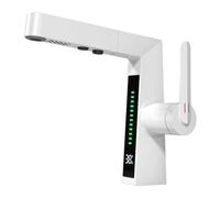 Allayu Flexible Pull Bathroom Faucet 360 ° All-round Cleaning Metal Intelligent Digital Display Basin Faucet Pull-out, white