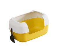 Allayu Kitty Litter Pan Reduces Litter Spread Featuring High Sided With Low Entry Entry Ensuring Kittens Can With Ease Cat Tray Cat Toilet Tray Pet Indoor Kitty, yellow, 48x24.7x28.7cm