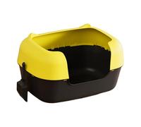 Allayu Kitty Litter Pan Reduces Litter Spread Featuring High Sided With Low Entry Entry Ensuring Kittens Can With Ease Cat Tray Cat Toilet Tray Pet Indoor Kitty, yellow and black, 48x24.7x28.7cm