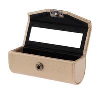 Allayu Leather Lipstick Case Holder with Mirror Smooth Elegant Lichee Texture for Storing Lipstick and Tiny Accessories Compact Case with Mirror Leather, Champagne, 9 CM