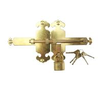 Allayu Lotus Pattern Brass Door Latch Sophisticated Security for Entry Way Bat Pattern Or Lotus Or Plain Without, 32cm no Image