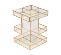 Allayu MultiFunction Elegant Storage Organizer Combines Spacious Three Tier Structure With Clear Glass Panels For Effective Cosmetic Organization Rotating Makeup Organizer For Vanity Countertop