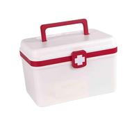 Allayu Multipurpose First Aid Storage Box Lightweight Medical Case with 2 Layer Organizer for Travel Cosmetics and Home Supplies 2 Layer Tray Organizer Family First Aid Kits Box