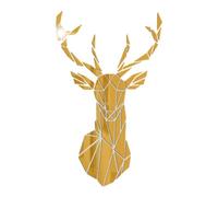 Allayu Personalized Home Style With 3D Mirror Deer Wall Stickers Decorative Acrylic 3D Deer Head Mirror Wall Sticker, gold, L