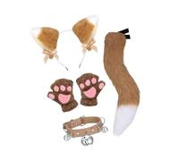 Allayu Plush Ears Tail Gloves Set In Cosplay Costume Set Greatly Enhances Fun For Various Occasions Including Night Parties Animal Cosplay Ears Tail Gloves Plush Fancy Dress