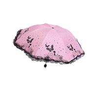 Allayu Portable Sun Umbrella Small Size Easy to Carry for Sunny Days Elegant Lace Side Polyester Lace Side Umbrella Dual, Pink