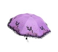 Allayu Portable Sun Umbrella Small Size Easy to Carry for Sunny Days Elegant Lace Side Polyester Lace Side Umbrella Dual, Purple
