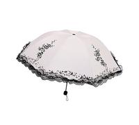 Allayu Portable Sun Umbrella Small Size Easy To Carry For Sunny Days Elegant Lace Side Polyester Lace Side Umbrella Dual, plum blossom white