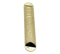 Allayu Premium Metal Mezuzah Case Mezuzah Plaque Handcrafted Decoration Suitable For Weddings And Jewish Celebrations Jewish Case Cover Ornament Home Blessing, Beige, Length 10.6cm