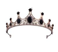 Allayu Retro Style Vampire Crown Wedding Party Black and Red Baroque Crystal Multifunctional Gift for Stage - Halloween, Gold Black