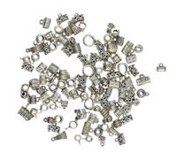 Allayu Stunning 100Pcs Mix of Antique Silver Charm Pendants and Spacer Beads for Jewelry Making Connectors Craft