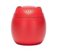 Allayu Sturdy And Durable Cat Shape Storage Jar Portable Moisture-proof Wide Application Ceramics Cat Form Ceramic Tea Jars, red, 500ml