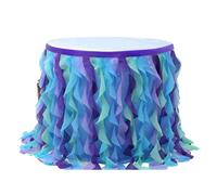Allayu Tulle Table Embellished White Shower Birthday Party Ruffle Skirt Chiffon Soft and Suitable for Square Circular, violet
