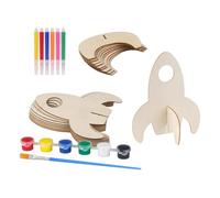 Allayu Unpainted Wood Shapes Crafting for DIY Art Painting and School Projects Offering Endless Fun and Table. Pack of 10pcs Rockets Wooden Cutouts Unpainted Wooden Shapes
