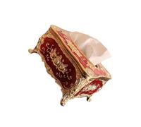 Allayu Victorian Tissue Box Holder Unique Rose Decor Large Mouth Tissue Holder Living Rooms Conference Rooms European Paper Case Cover Removable, Gold red, 18x12x9cm