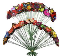 Allazone 120 PCS Butterfly Garden Stakes, 2 Size Colorful Butterflies on Sticks Garden Ornaments Indoor Outdoor Yard Garden Flower Pot Decoration, Miniature Fairy Garden Decoration